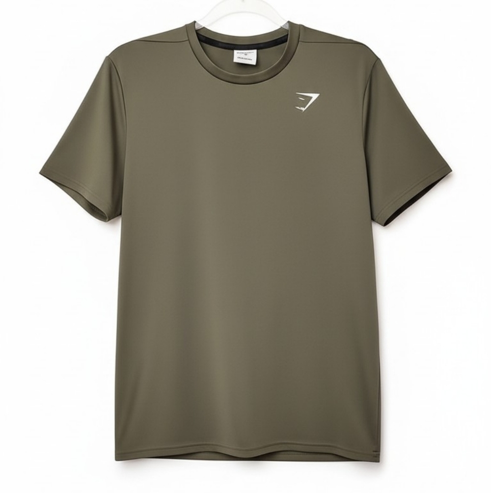 Gymshark Men's M Medium Olive Green Training Athletic Performance T Shirt